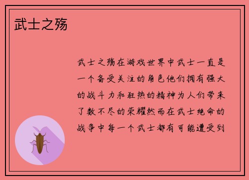 武士之殇